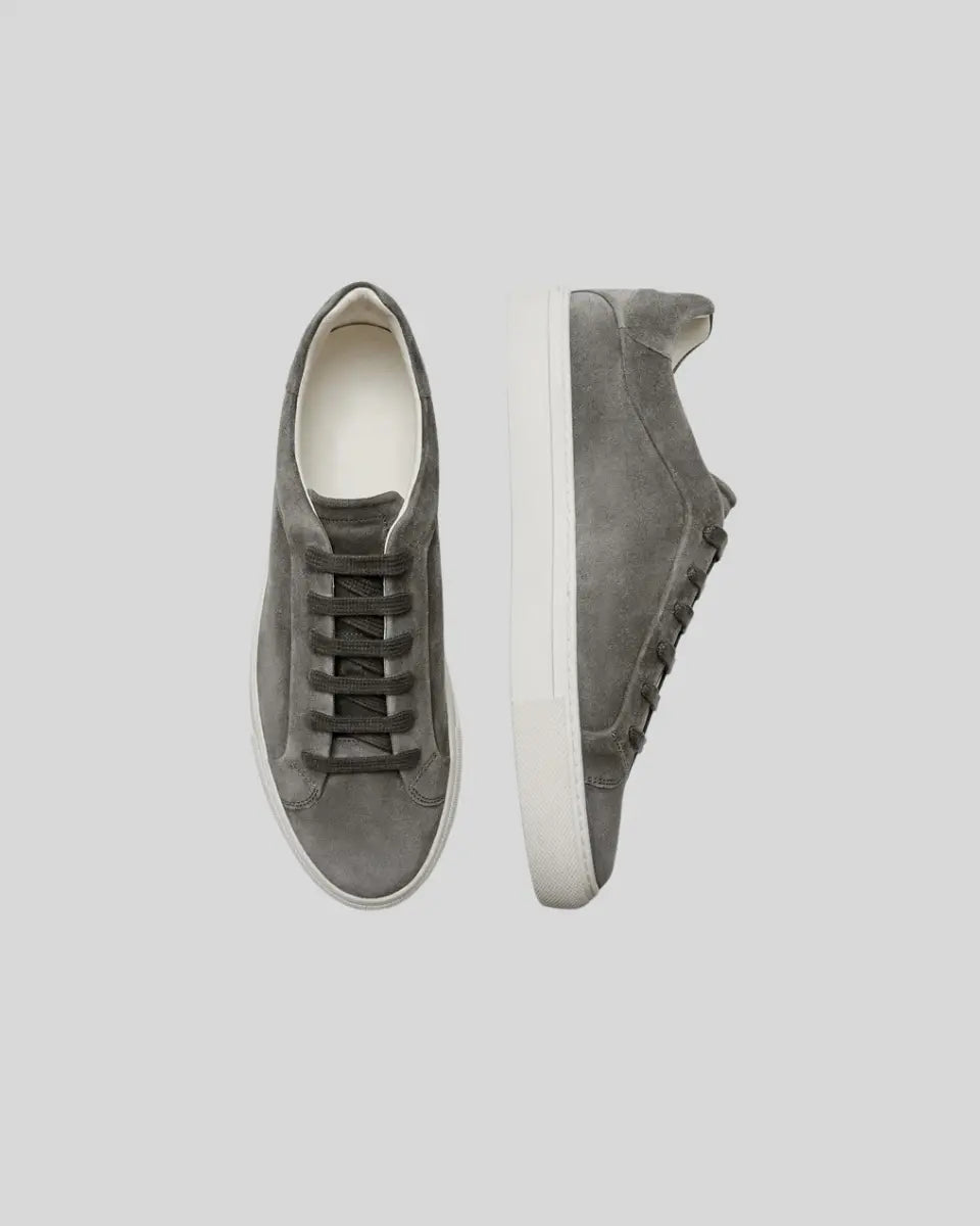 Dark Gray Leather Oxford Sneakers for Men