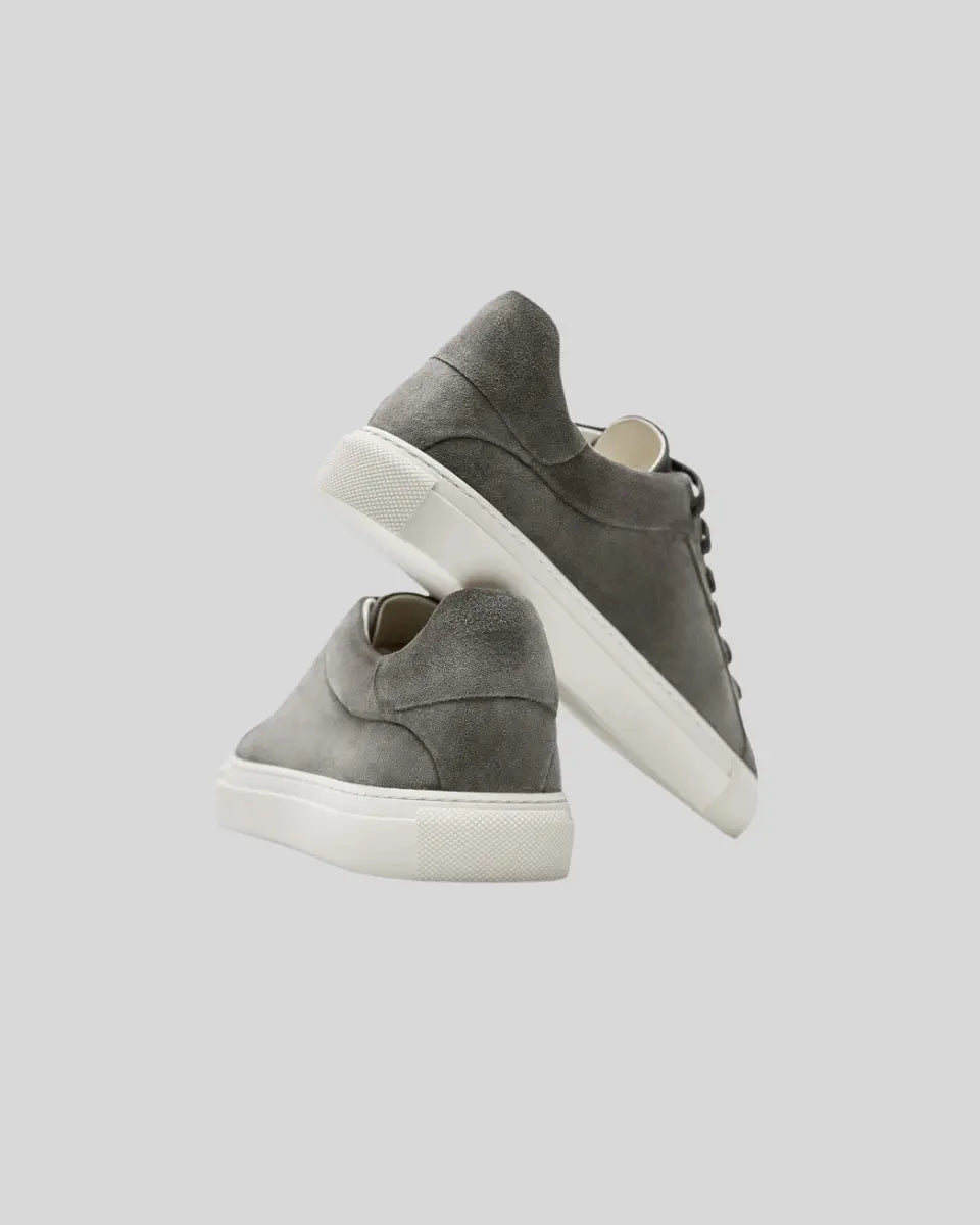 Dark Gray Leather Oxford Sneakers for Men