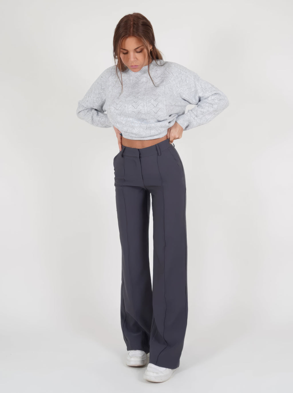 Elegante Hose Damen Hochtailliert Weit für Vielseitige Looks 0