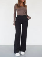 Elegante Hose Damen Hochtailliert Weit für Vielseitige Looks 7