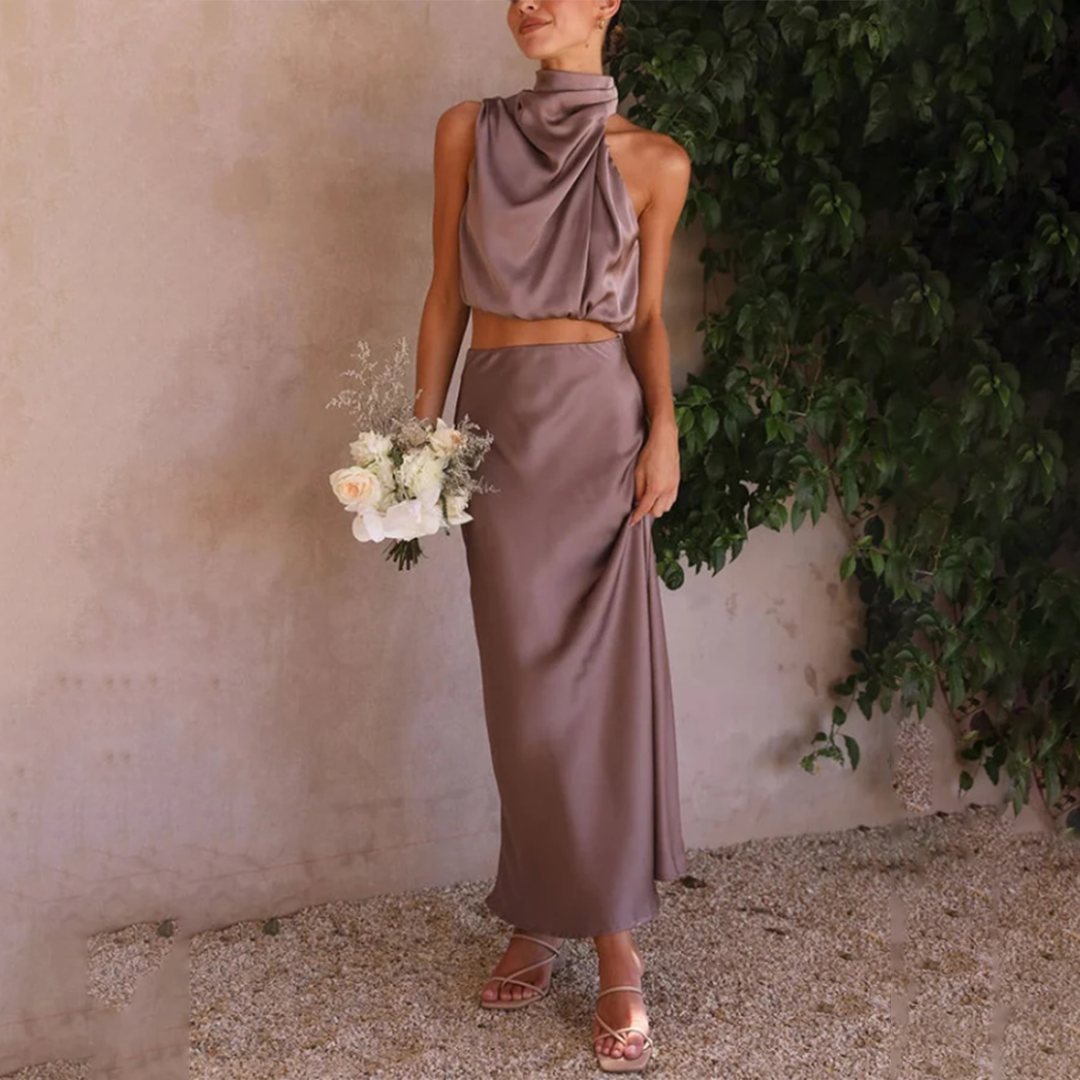 Elegant Women's Maxi Skirt and Top Set
