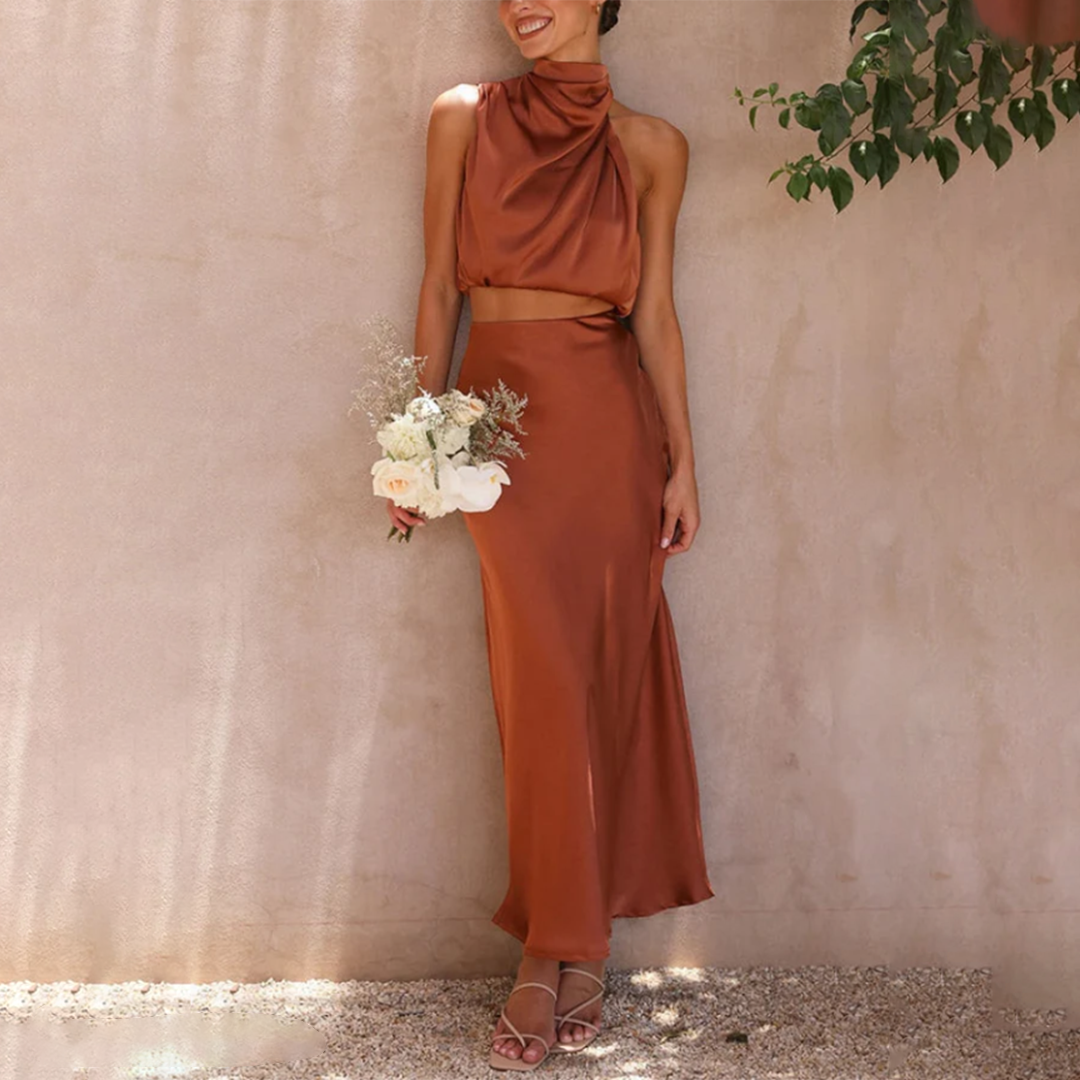 Elegant Women's Maxi Skirt and Top Set