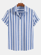 Striped cotton shirt and straight leg trousers for men