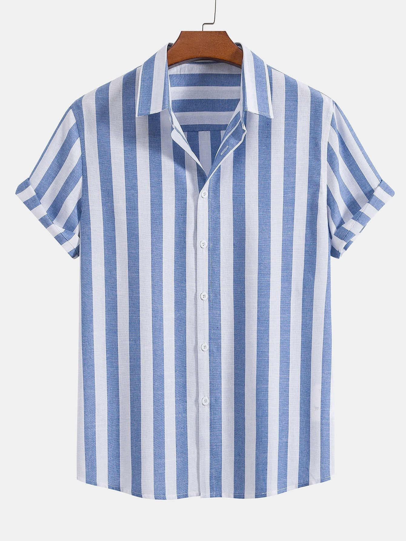 Striped cotton shirt and straight leg trousers for men