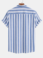 Striped cotton shirt and straight leg trousers for men