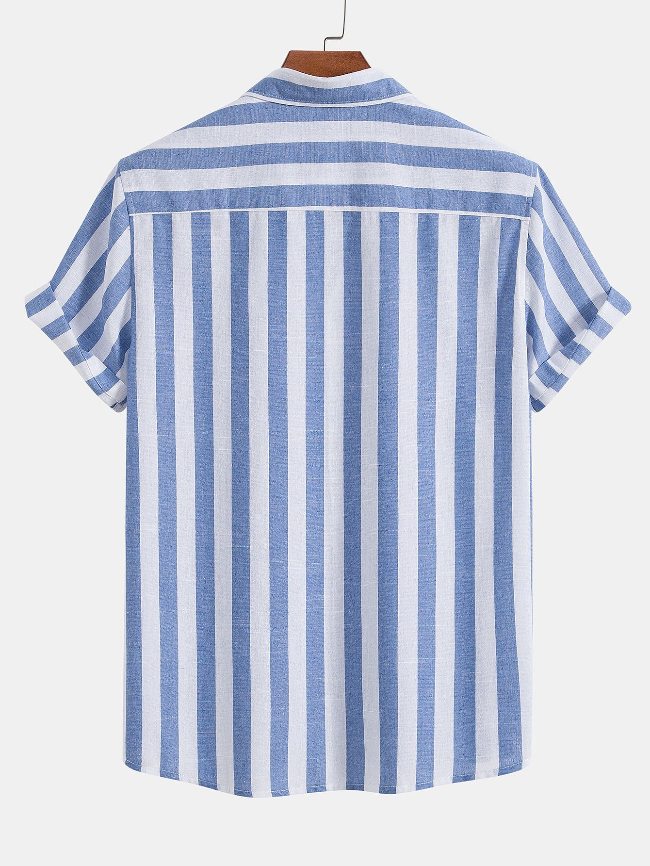 Striped cotton shirt and straight leg trousers for men
