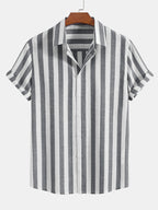 Striped cotton shirt and straight leg trousers for men
