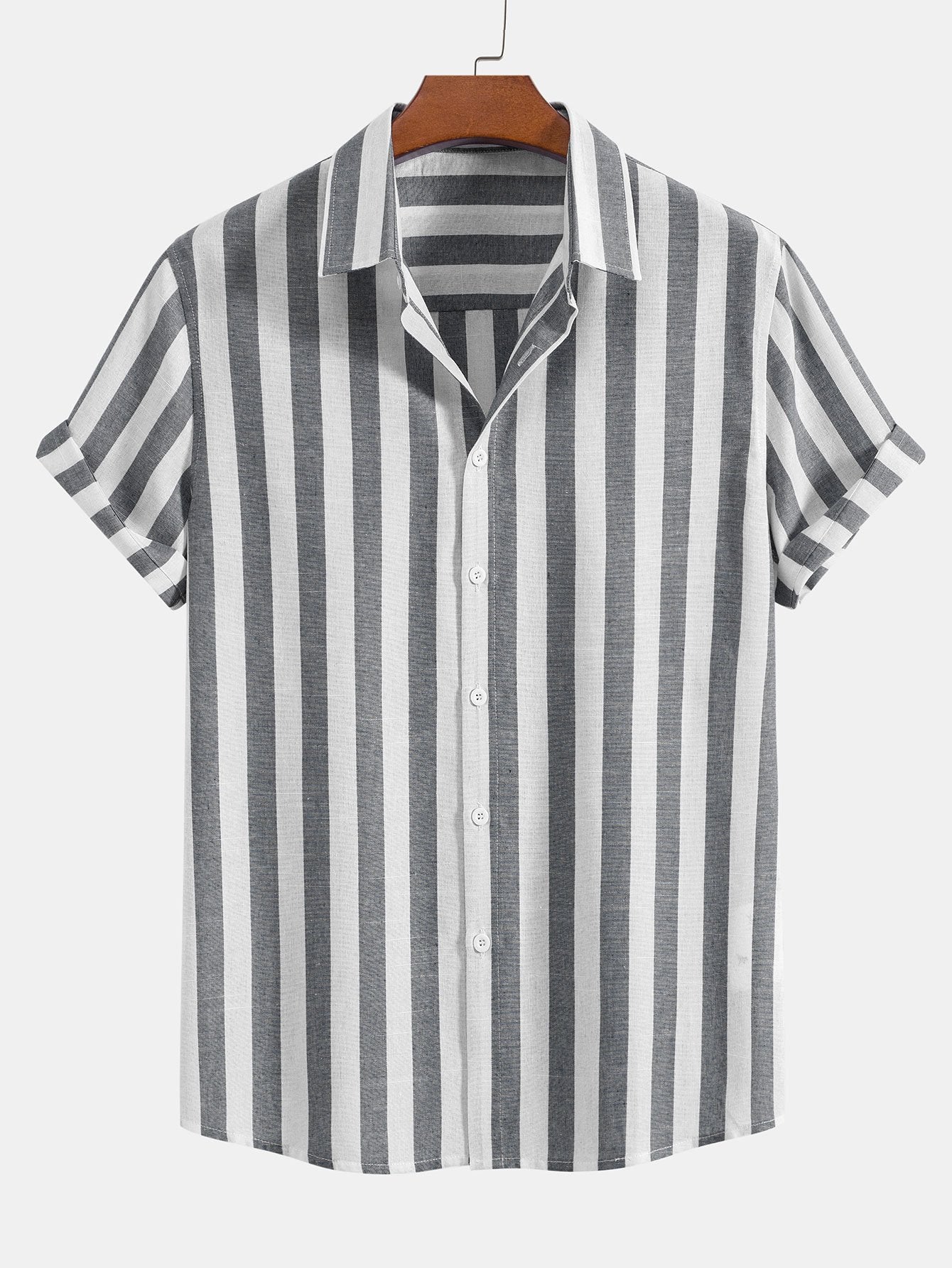 Striped cotton shirt and straight leg trousers for men