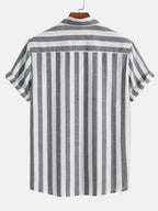 Striped cotton shirt and straight leg trousers for men