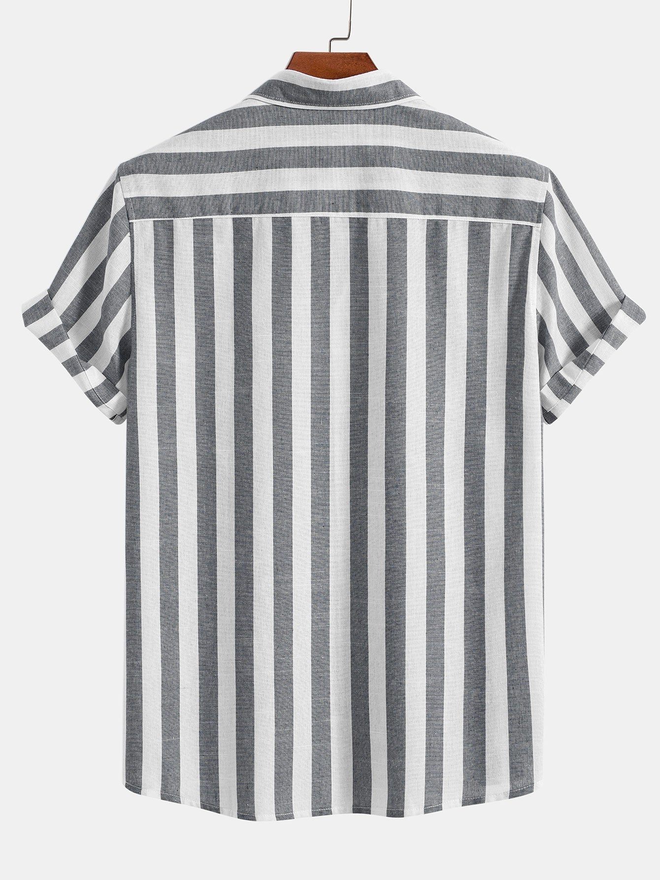 Striped cotton shirt and straight leg trousers for men