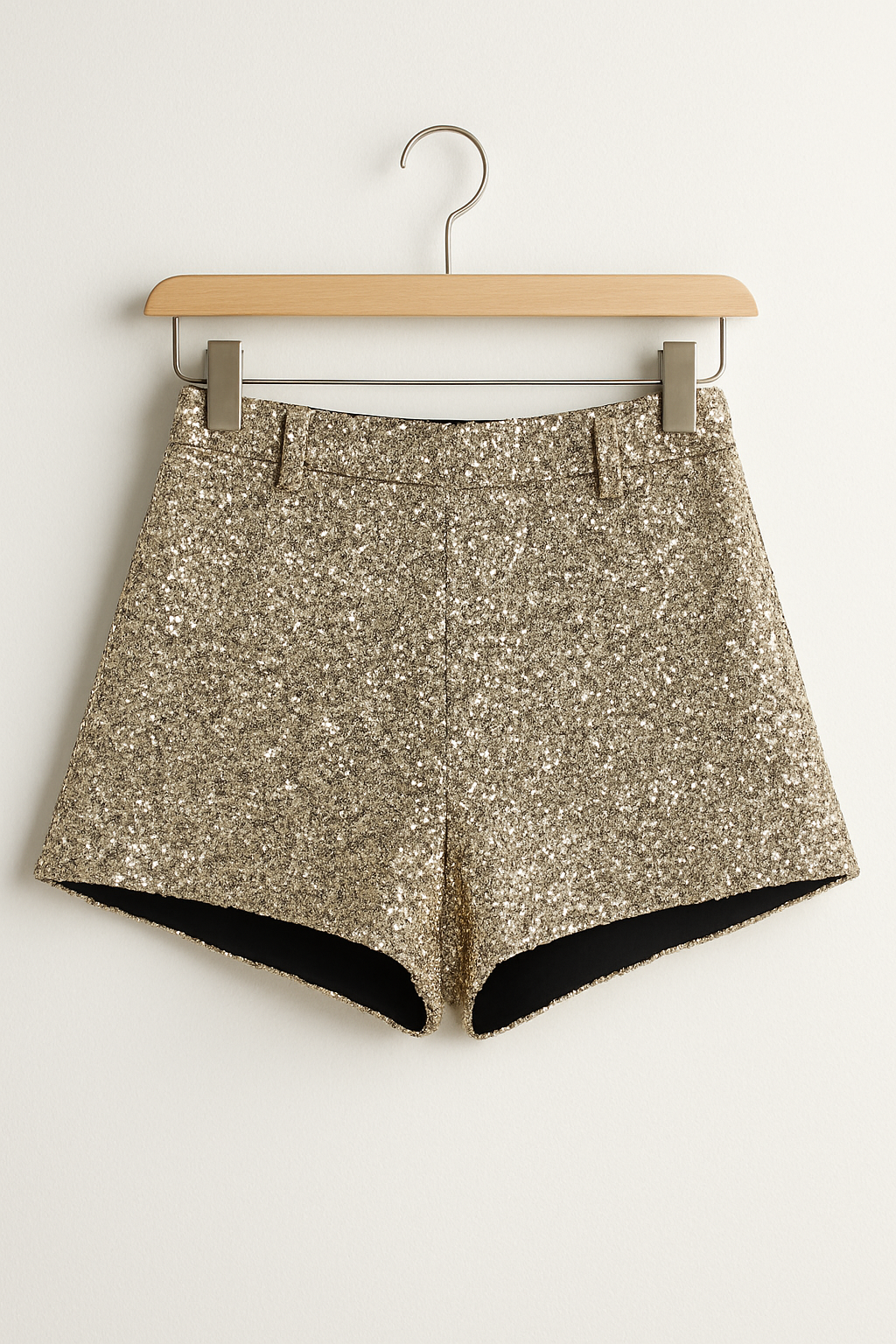 Glitzernde High Waist Shorts aus Pailletten