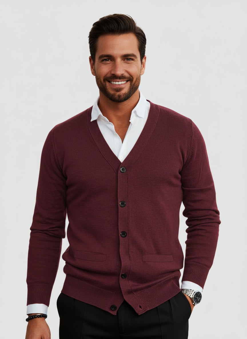 Herren Cardigan V-Ausschnitt mit Knopfdesign 0