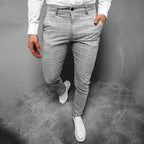 Men's Chino Pants with Checked Design