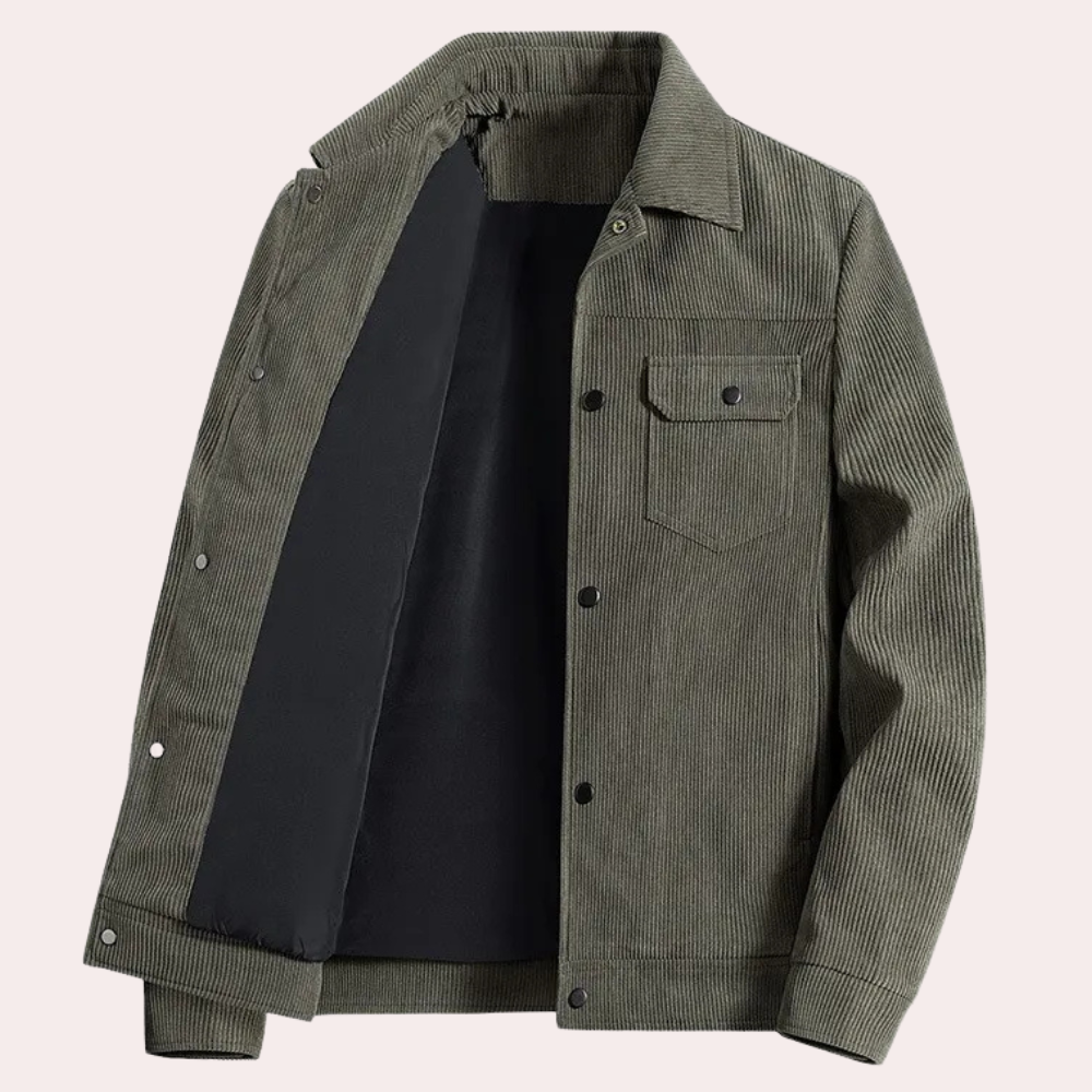 Herren Cord-Jacke mit Taschen im Vintage-Stil 0