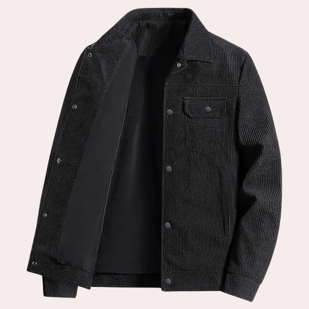 Herren Cord-Jacke mit Taschen im Vintage-Stil 1