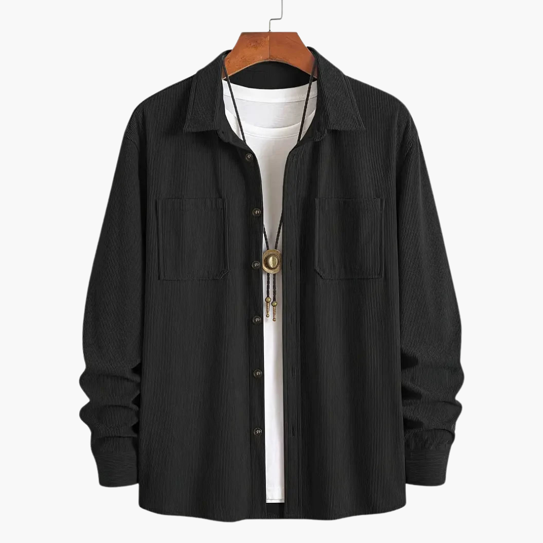 Herren Cordjacke mit Knopfverschluss und Brusttaschen 4