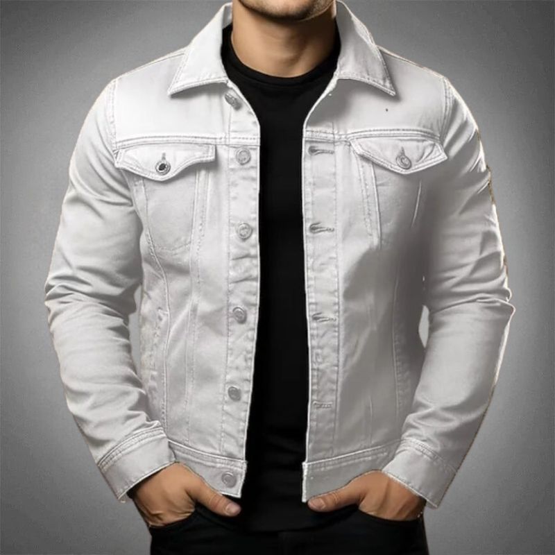 Herren Denim Jacke im Casual Stil mit Brusttaschen 0