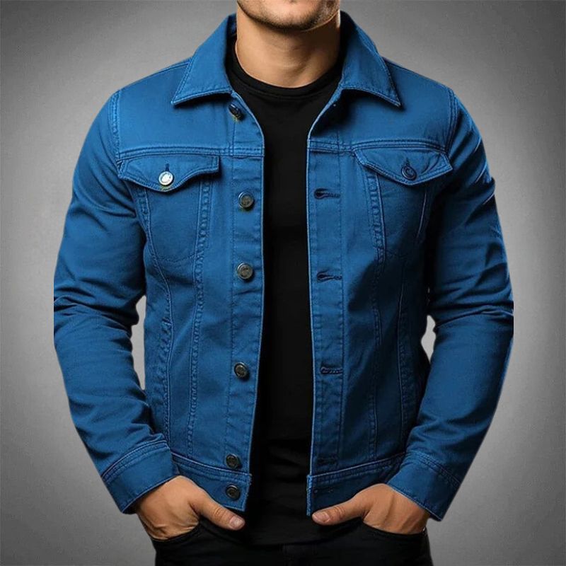 Herren Denim Jacke im Casual Stil mit Brusttaschen 1