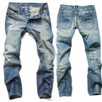 Men's Denim Jeans with Distressed Design