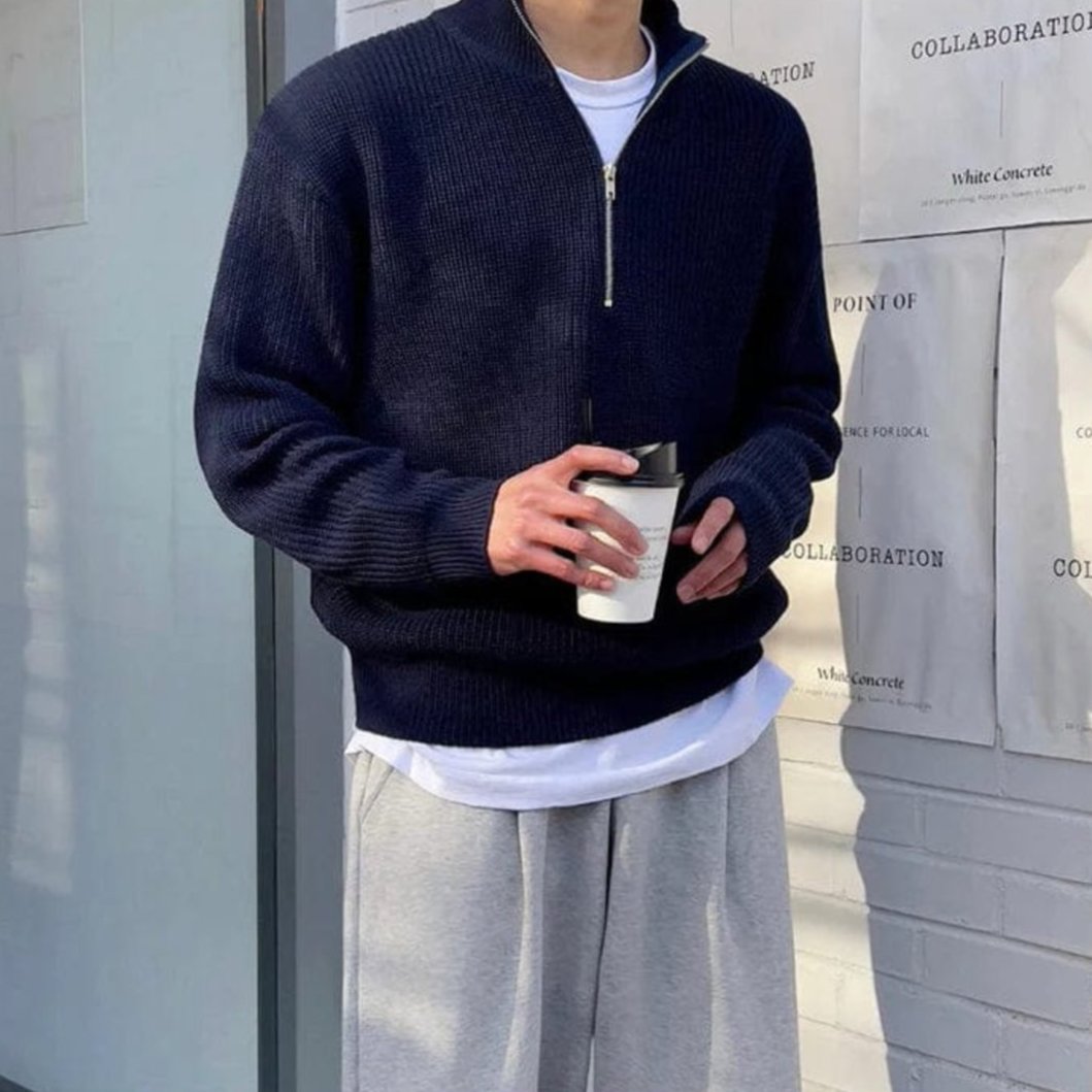Herren Halbzip Pullover im Klassischen Stil 1