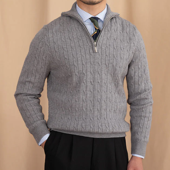 Herren Kabelstrick Halbzip Pullover für stilvollen Komfort 0