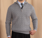 Herren Kabelstrick Halbzip Pullover für stilvollen Komfort 1