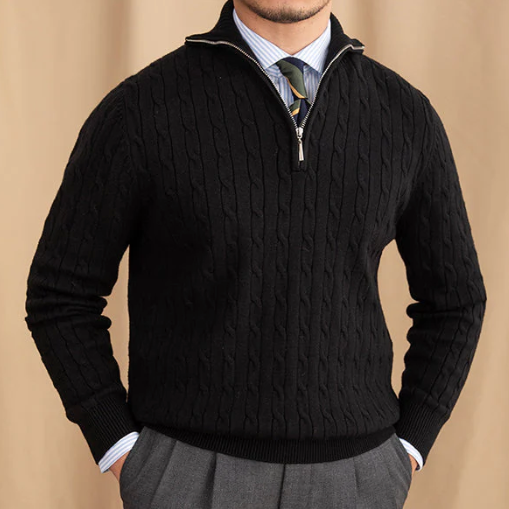 Herren Kabelstrick Halbzip Pullover für stilvollen Komfort 3