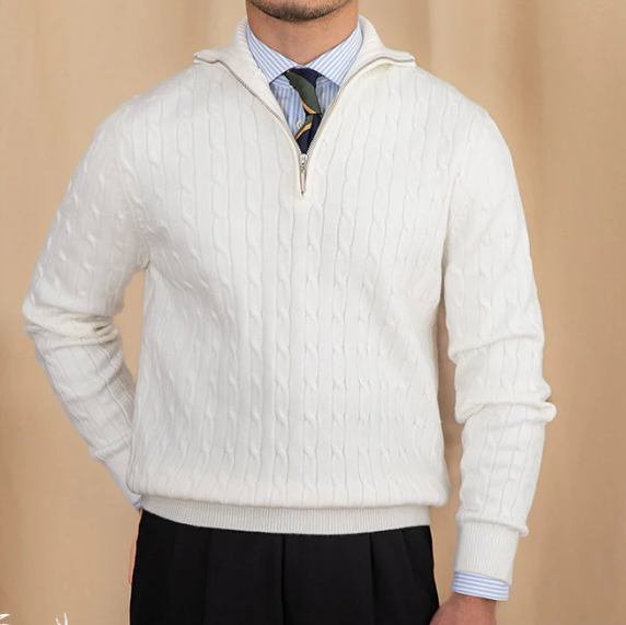 Herren Kabelstrick Halbzip Pullover für stilvollen Komfort 4
