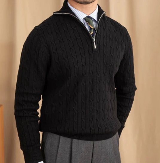Herren Kabelstrick Halbzip Pullover für stilvollen Komfort 5