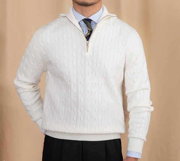 Herren Kabelstrick Halbzip Pullover für stilvollen Komfort 6