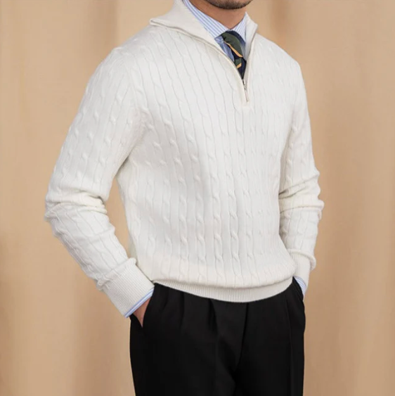 Herren Kabelstrick Halbzip Pullover für stilvollen Komfort 7