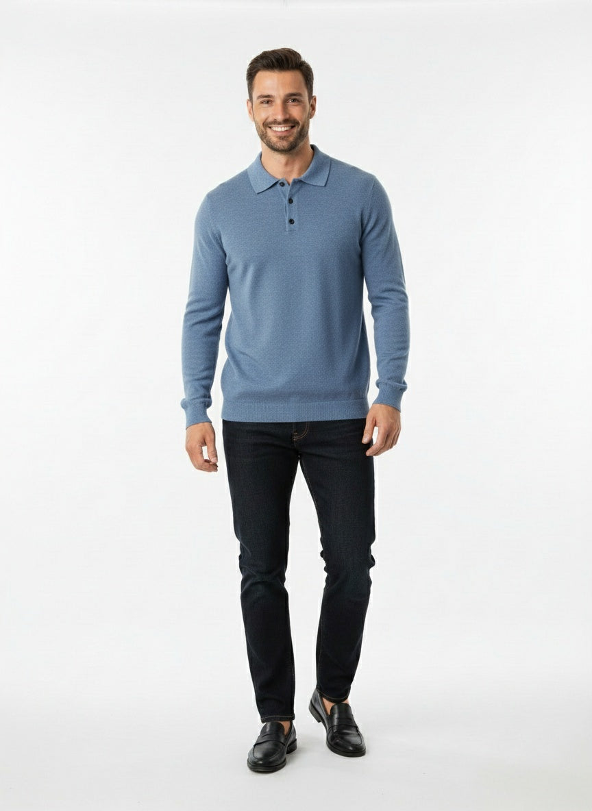 Herren Langarm-Polo Shirt mit modernem Design 1