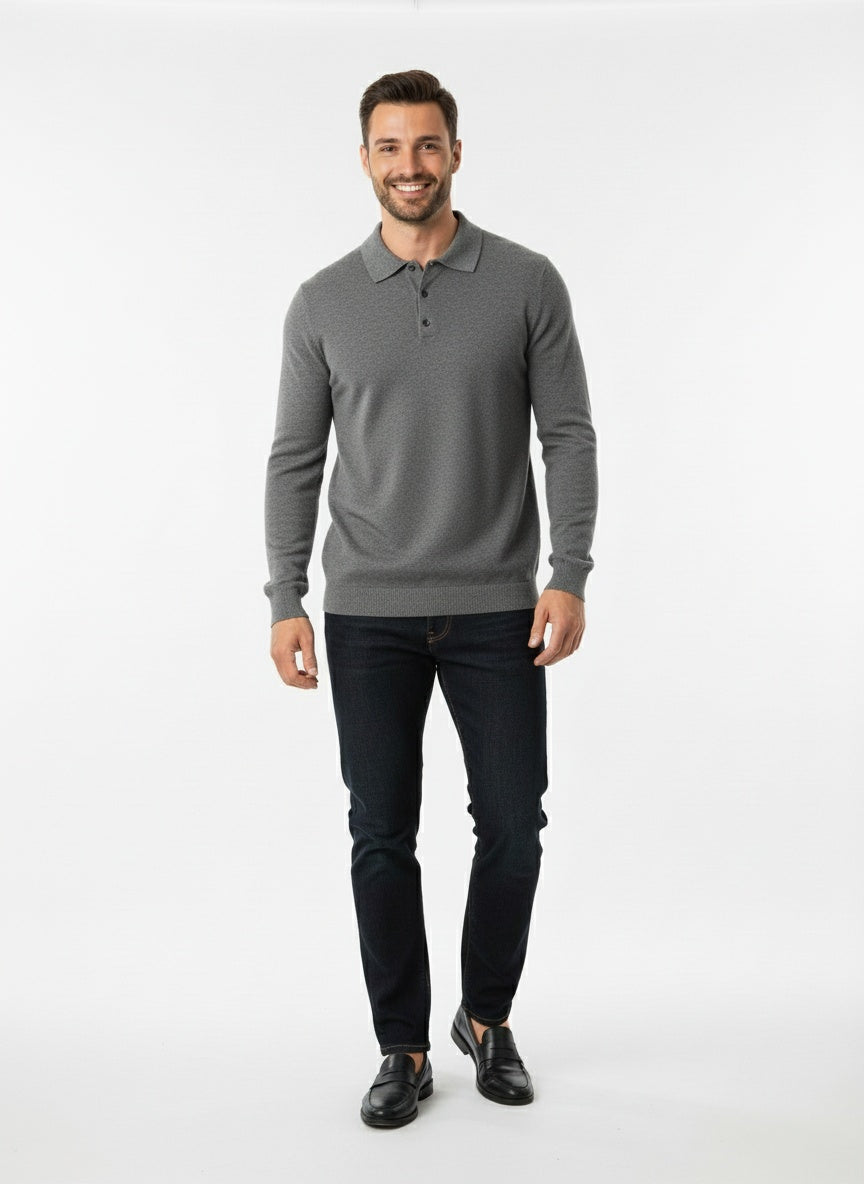 Herren Langarm-Polo Shirt mit modernem Design 7