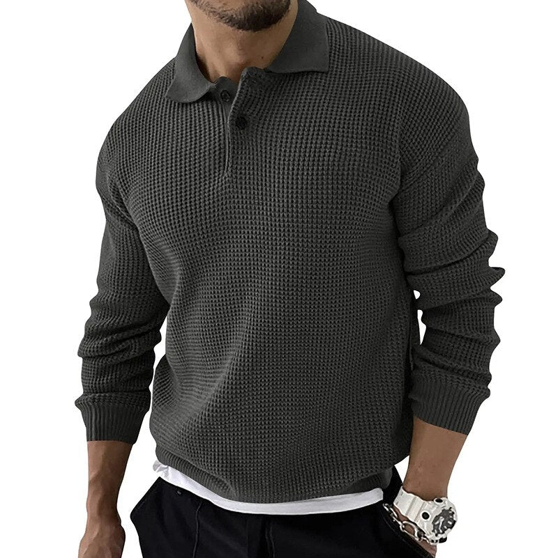 Herren Langarm Poloshirt – Modernes Strickdesign für Komfort 0