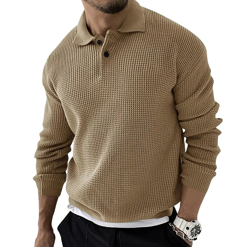 Herren Langarm Poloshirt – Modernes Strickdesign für Komfort 2