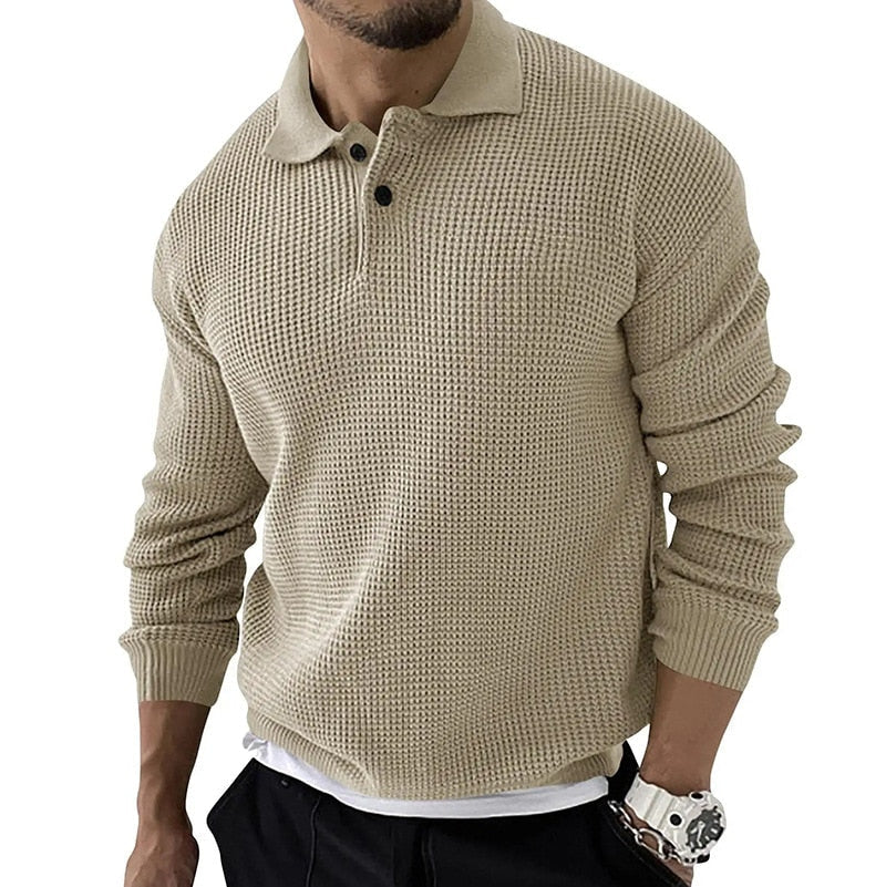 Herren Langarm Poloshirt – Modernes Strickdesign für Komfort 3