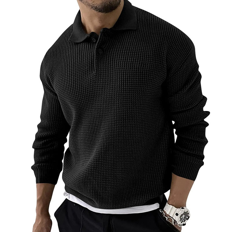 Herren Langarm Poloshirt – Modernes Strickdesign für Komfort 4