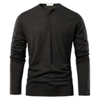 Herren Langarmshirt Henley – Klassisches Unifarbenes Design 0
