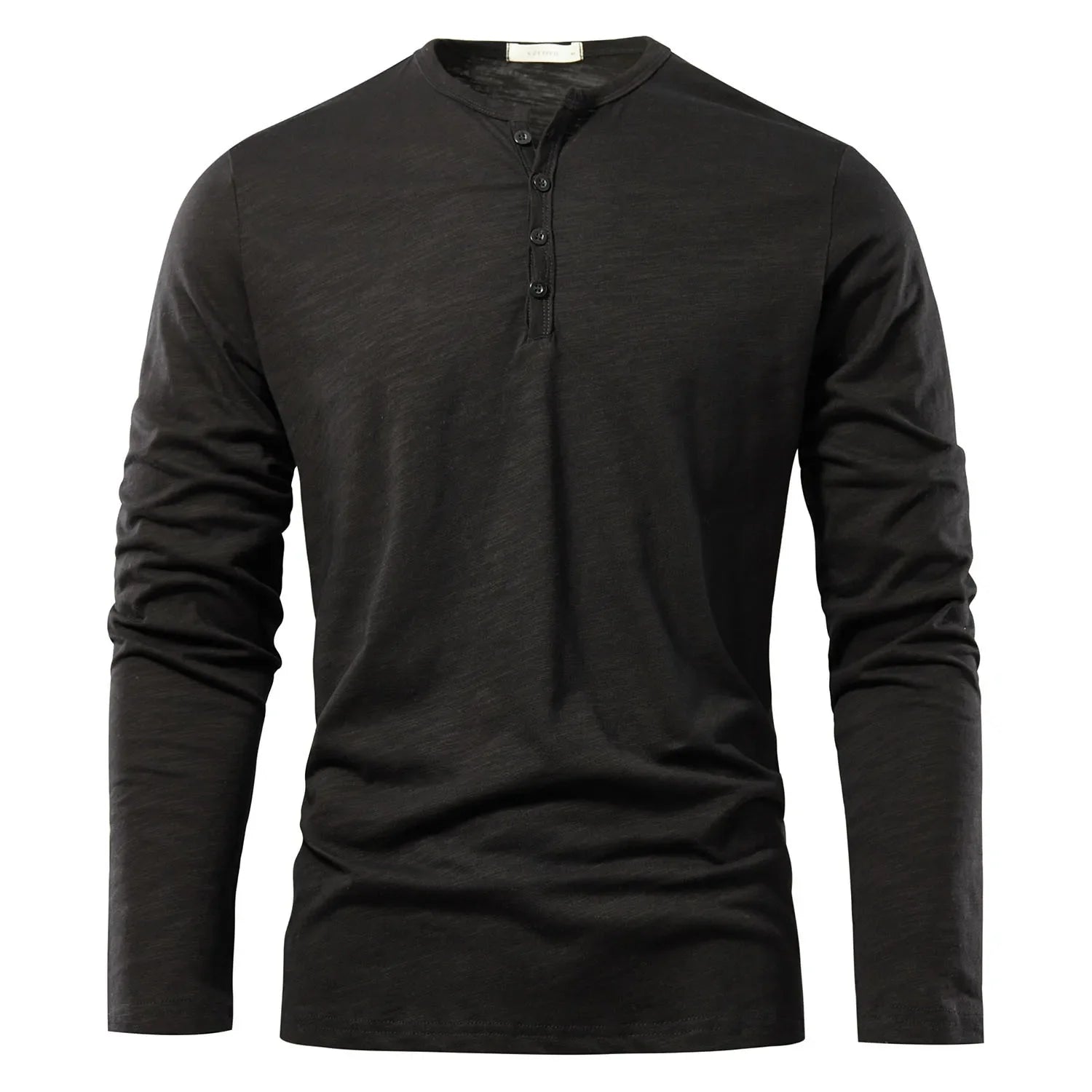 Herren Langarmshirt Henley – Klassisches Unifarbenes Design 0