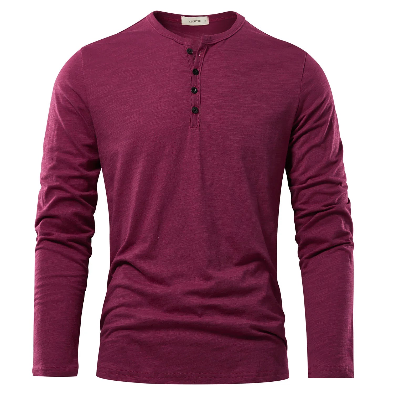 Herren Langarmshirt Henley – Klassisches Unifarbenes Design 4
