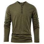 Herren Langarmshirt Henley – Klassisches Unifarbenes Design 5