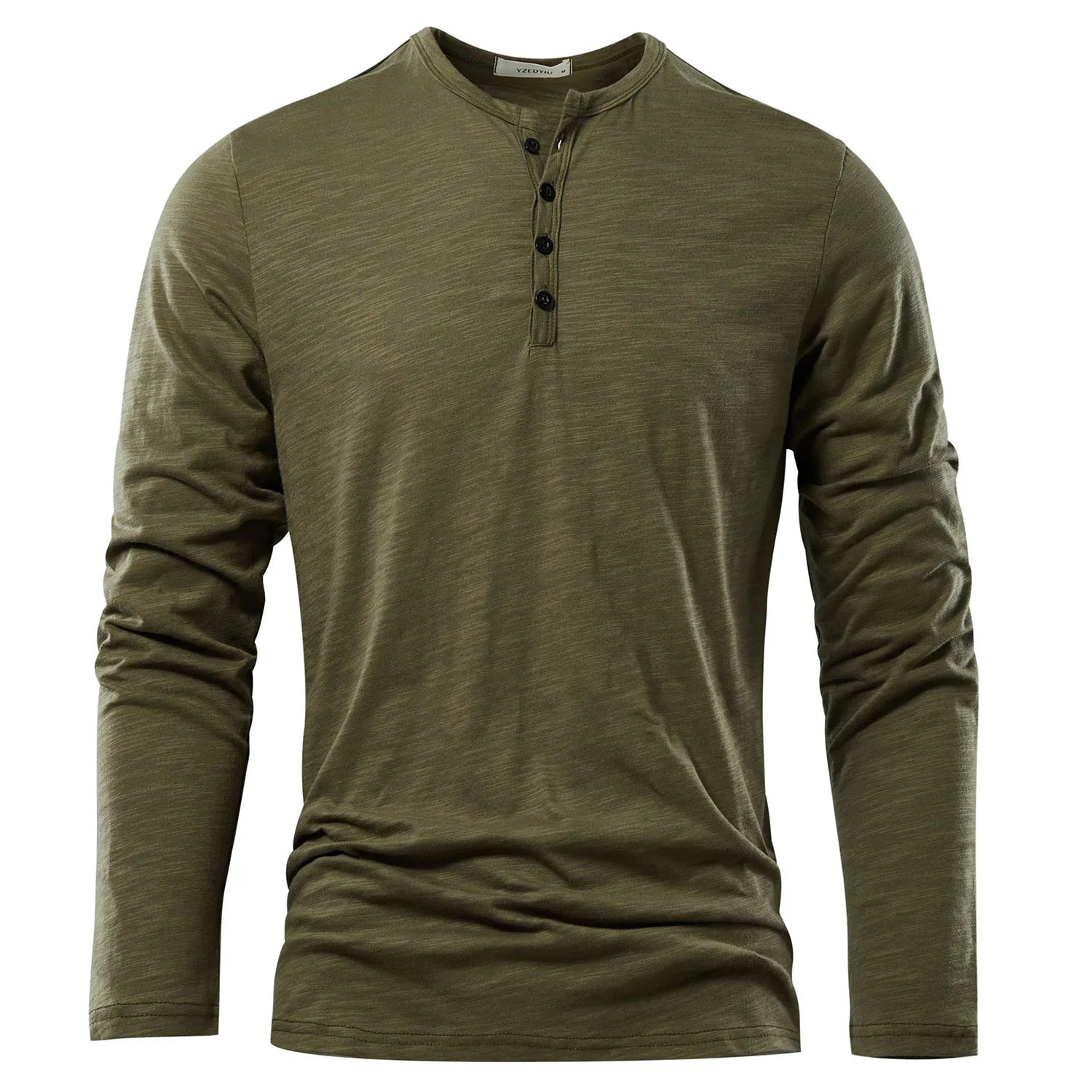 Herren Langarmshirt Henley – Klassisches Unifarbenes Design 5