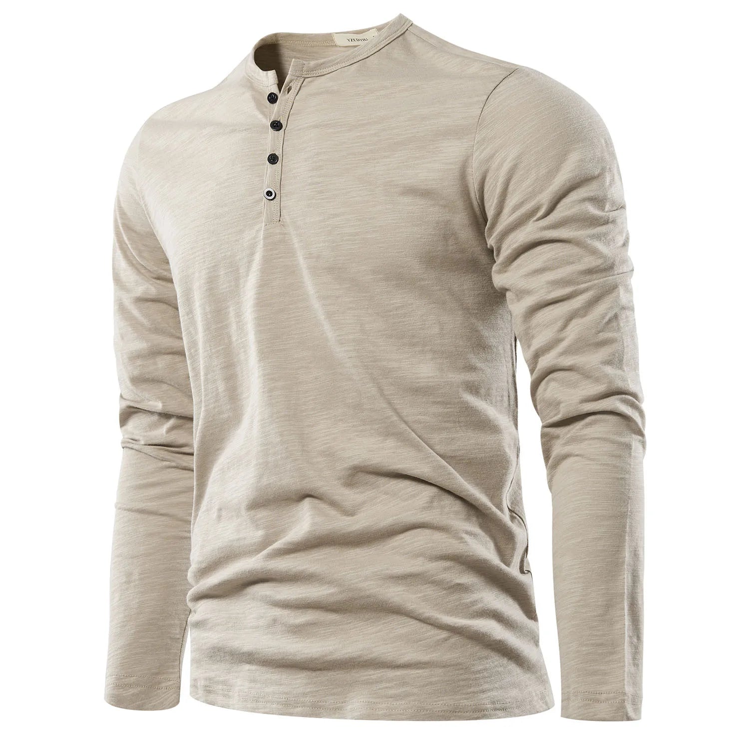 Herren Langarmshirt Henley – Klassisches Unifarbenes Design 8
