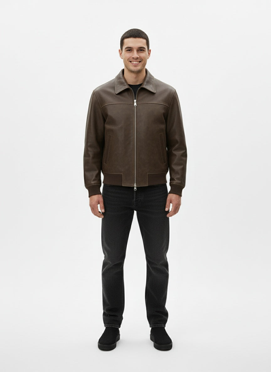 Herren Lederjacke im Klassischen und Modernen Stil 1