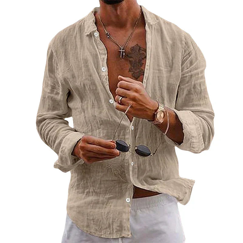 Herren Leinenhemd mit zeitlosem Design 0