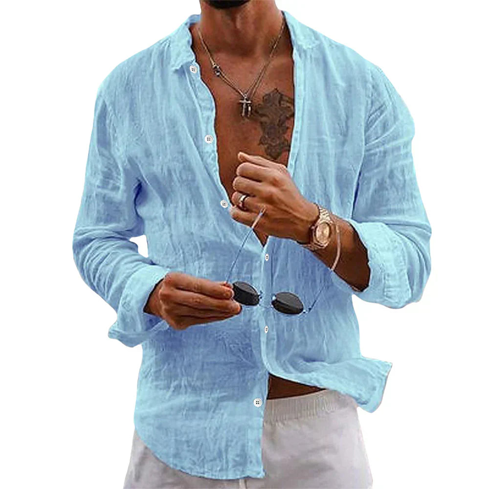 Herren Leinenhemd mit zeitlosem Design 1