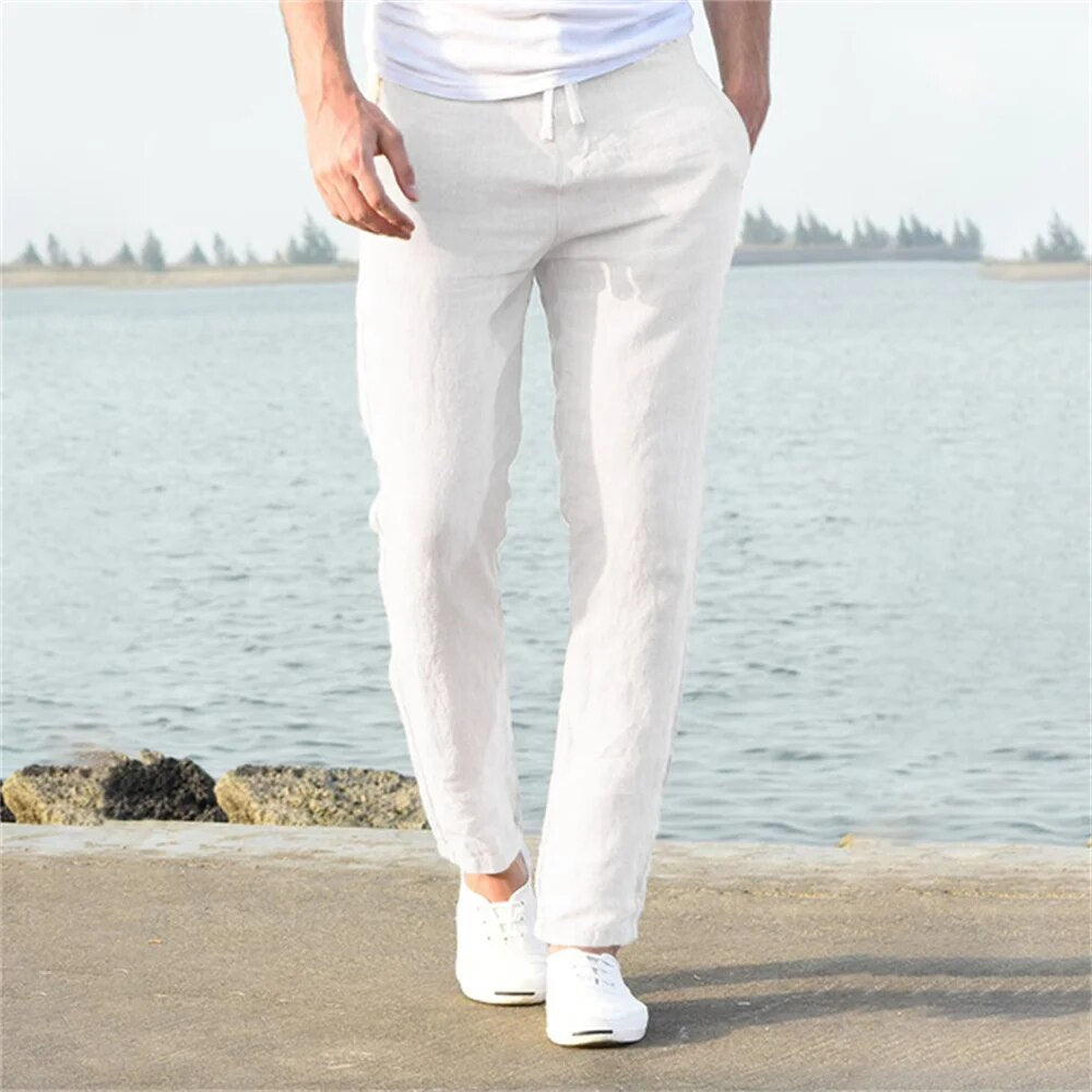 Herren Leinenhose mit Kordelzug 0