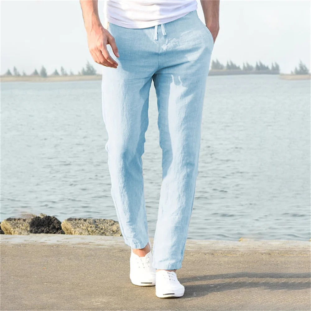 Herren Leinenhose mit Kordelzug 11