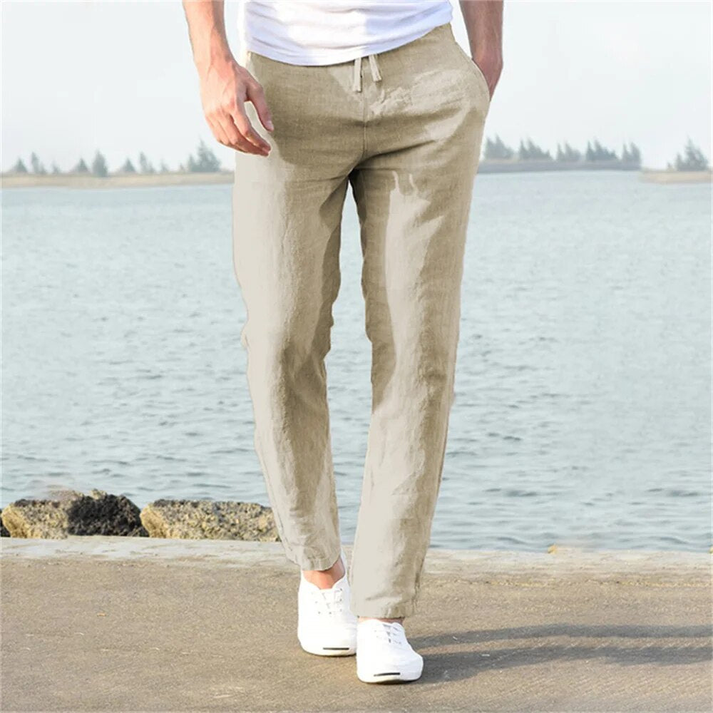 Herren Leinenhose mit Kordelzug 7