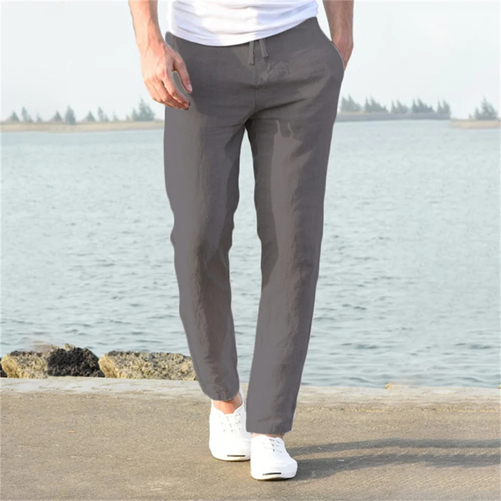 Herren Leinenhose mit Kordelzug 9